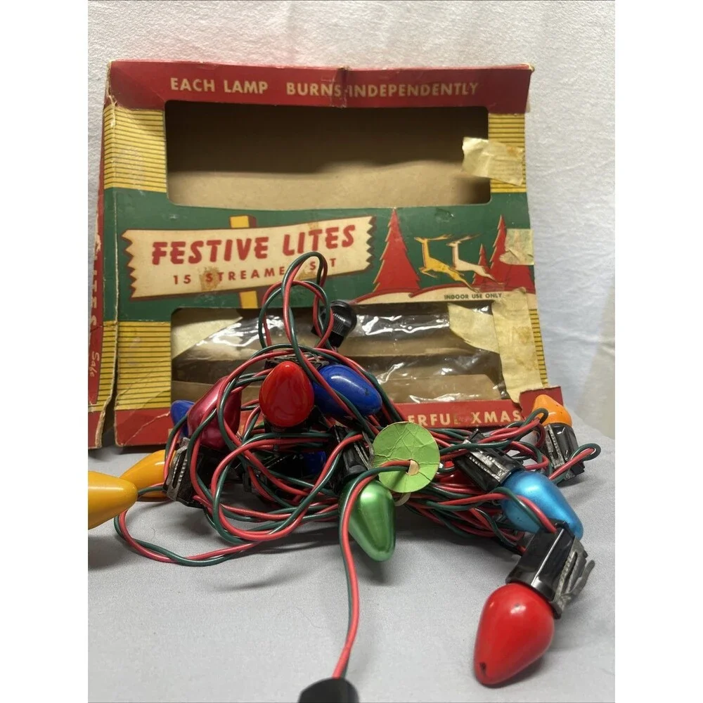 Vintage lot 4 Four Strands Christmas Lights C-9 2 - 15 bulb 2- 7 Bulbs Working
